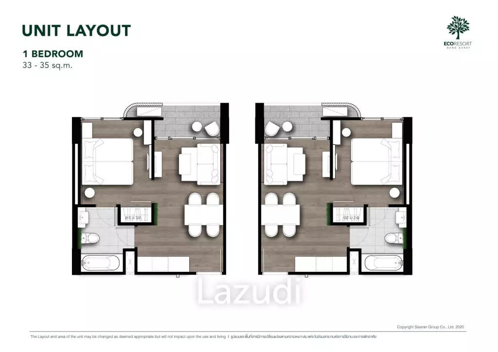 1 Bed 33.04 SQ.M Eco Resort Bang Saray