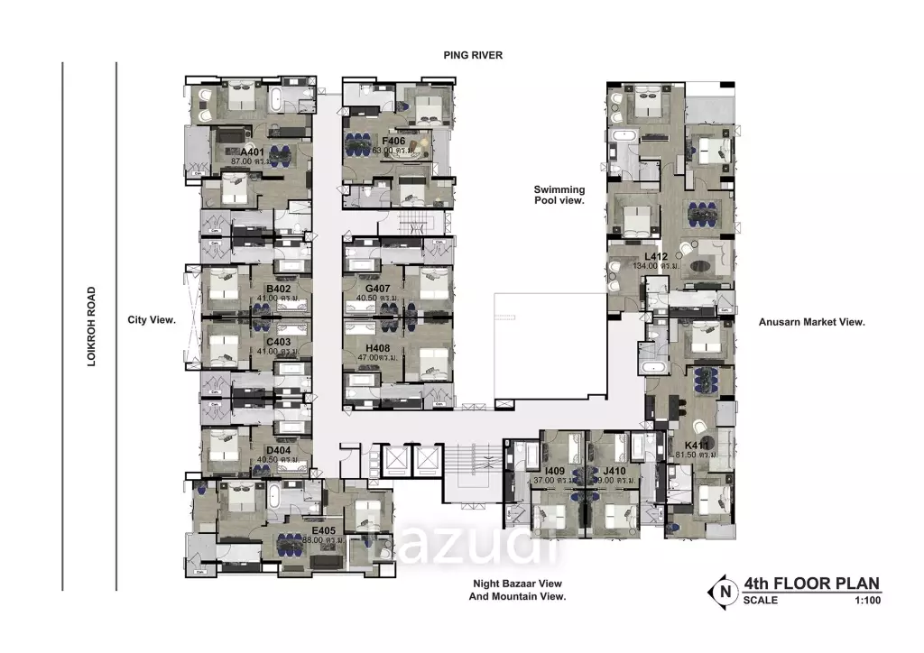 2 Bed 2 Bath 85.79 SQ.M The Erawan Condo