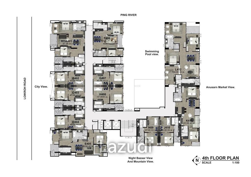 2 Bed 2 Bath 85.79 SQ.M The Erawan Condo