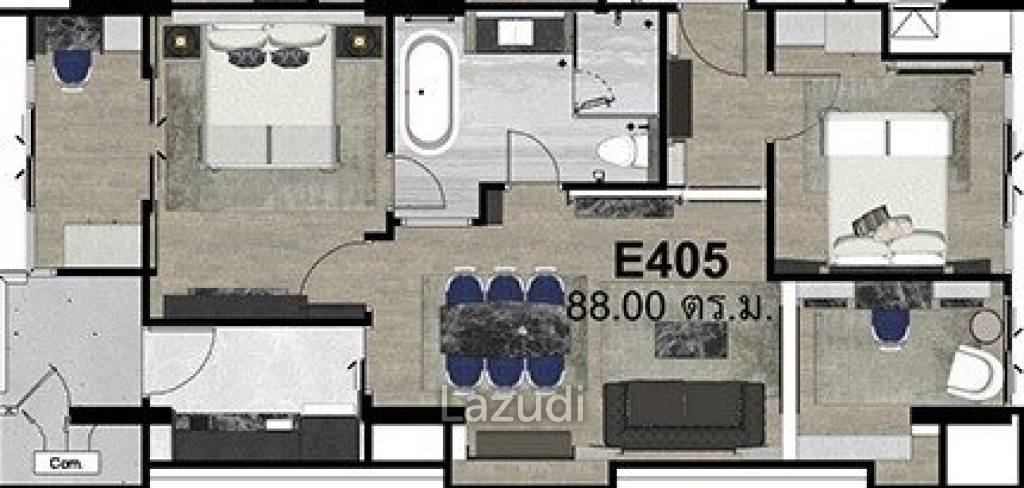 2 Bed 2 Bath 85.79 SQ.M The Erawan Condo
