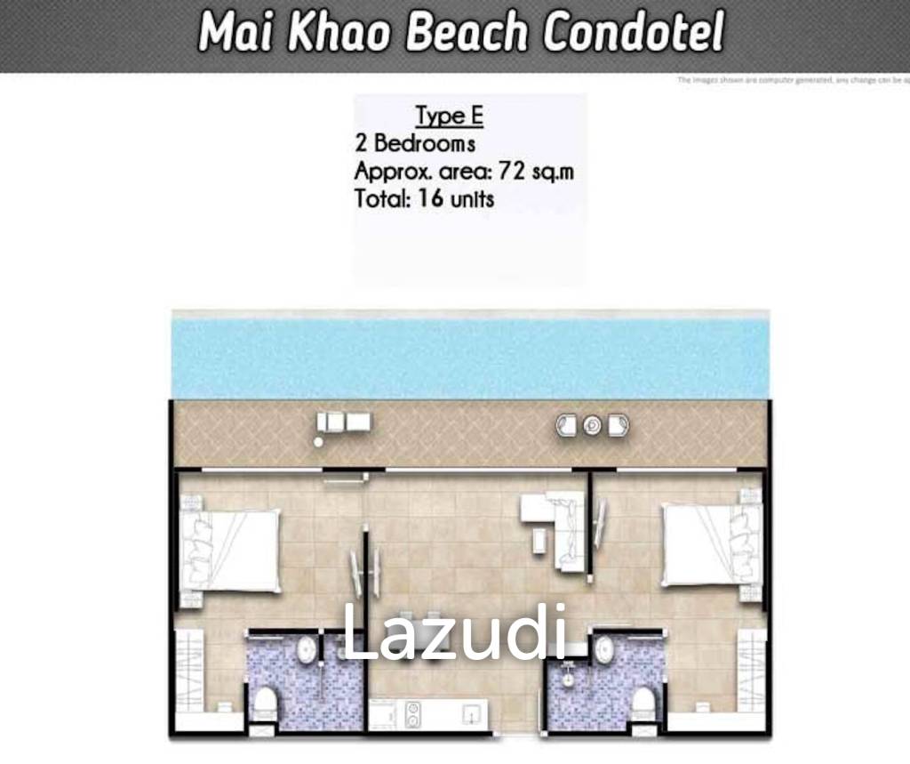 2 Bed 2 Bath 72 SQ.M Mai Khao Beach Condotel