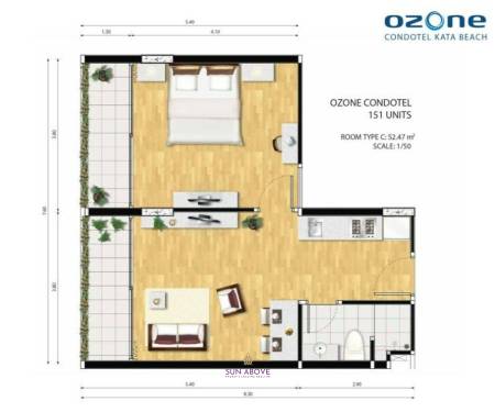 คอนโดระดับกลาง ขาย Ozone Condotel Karon เมืองภูเก็ต ชั้น 7 1 ห้องนอน ฟรีโฮลด์