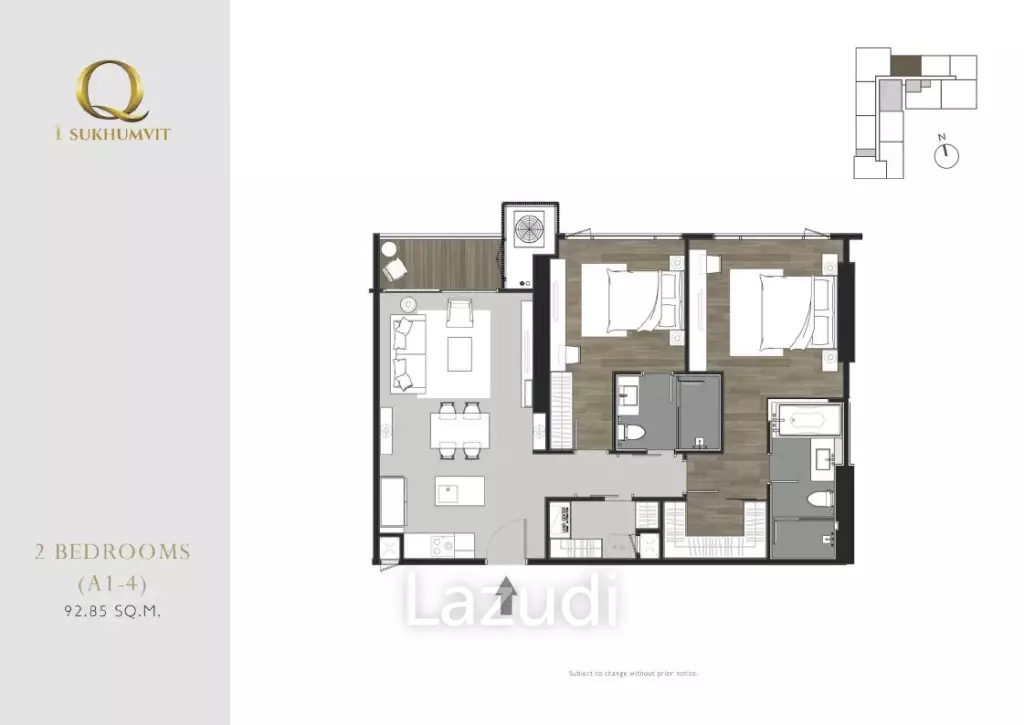 2 Bed 2 Bath 94.00 SQ.M Q1 Sukhumvit