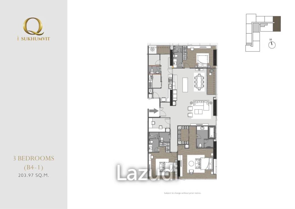 3 Bed 3 Bath 203.97 SQ.M Q1 Sukhumvit