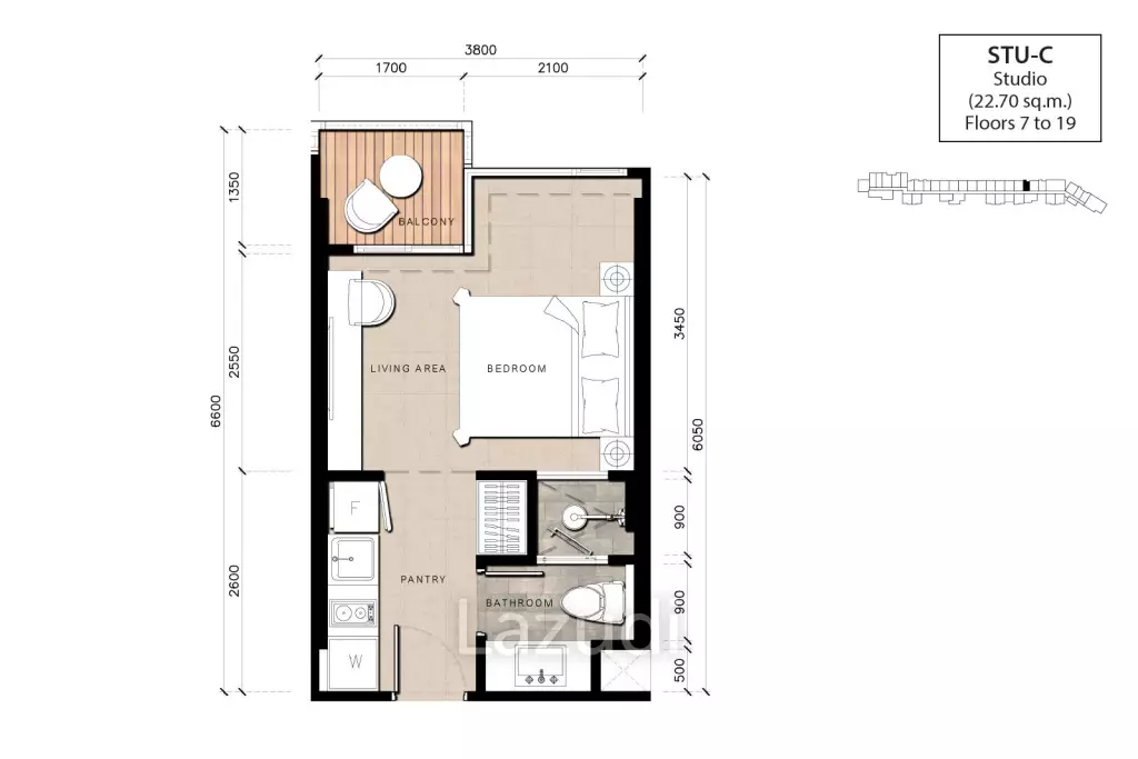 1 Bed 1 Bath 32.64 SQ.M The Riviera Jomtien
