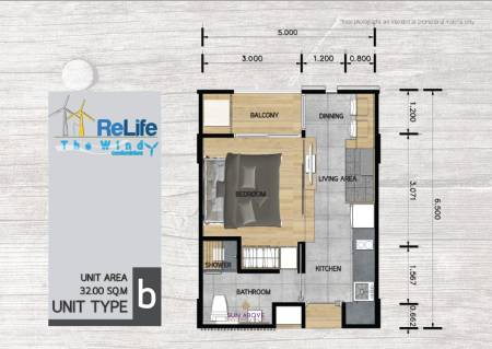 Studio 1 Bath 30.15 SQ.M  ReLife The Windy in Rawai