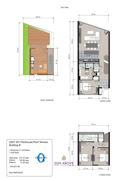 เพนท์เฮ้าส์ 3 ห้องนอน 227.24ตร.ม บลูพอยท์ คอนโดมิเนี่ยม