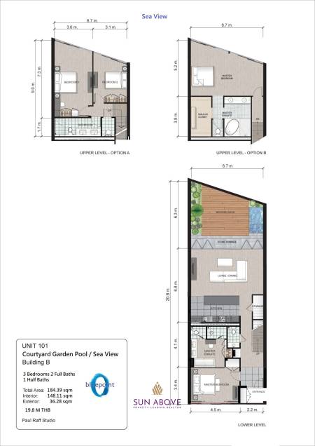 3 Bed 3 Bath 184.39 SQ.M Bluepoint Condominium