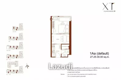 คอนโด 1 ห้องนอนขนาด 27.25 SQM XT ห้วยขวาง