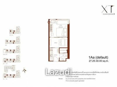 1 bedroom condo, size 27.25 SQM XT Huai Khwang