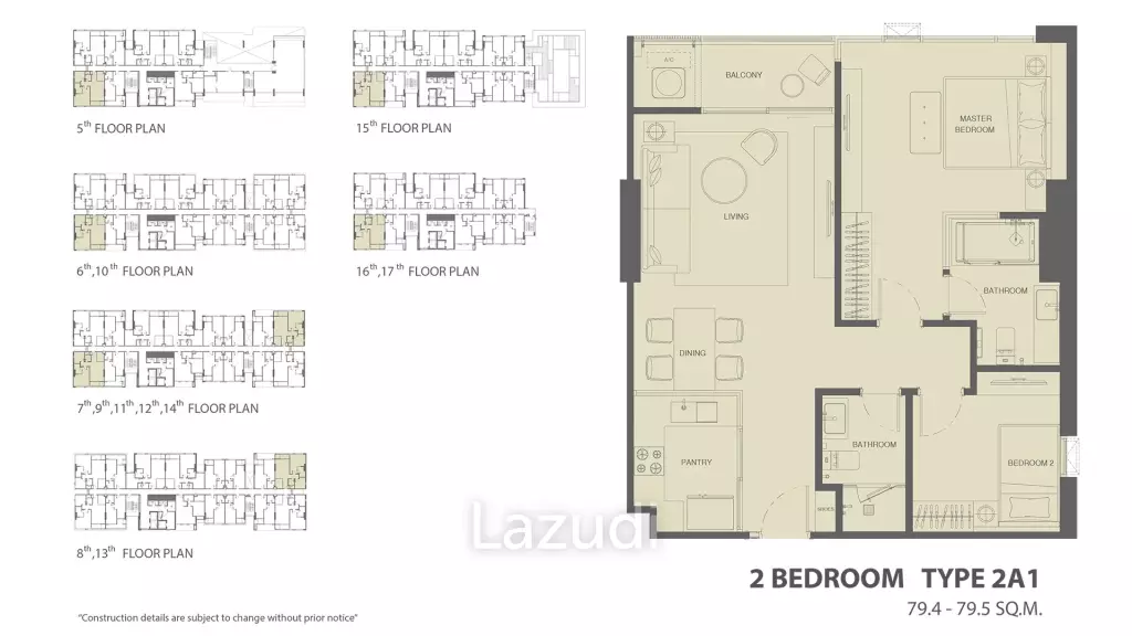 2 Bed 2 Bath 79.09 SQ.M The Room Sukhumvit 38