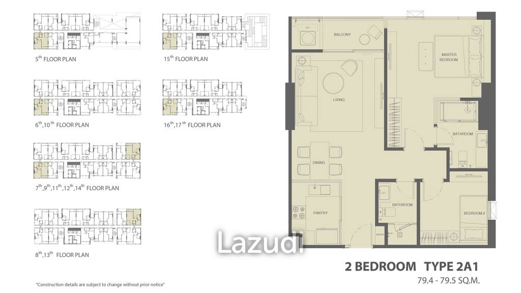 2 Bed 2 Bath 79.09 SQ.M The Room Sukhumvit 38