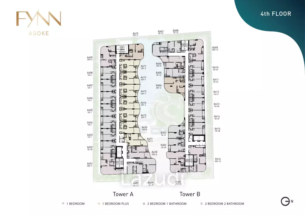 2 Bedroom 2 Bathroom 45.76SQ.M FYNN Asoke