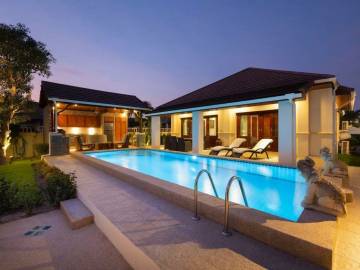 SUPERIOR THAI BALI DESIGN WITH PAVILION AND OUTDOOR KITCHEN.