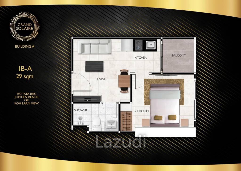 1 Bed 1 Bath 27.5 SQ.M Grand Solaire Pattaya