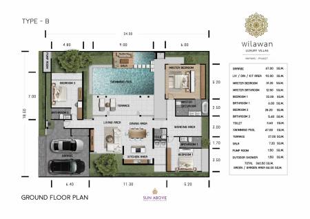 3 Bed 4 Bath 360 SQ.M Wilawan Luxury Villas