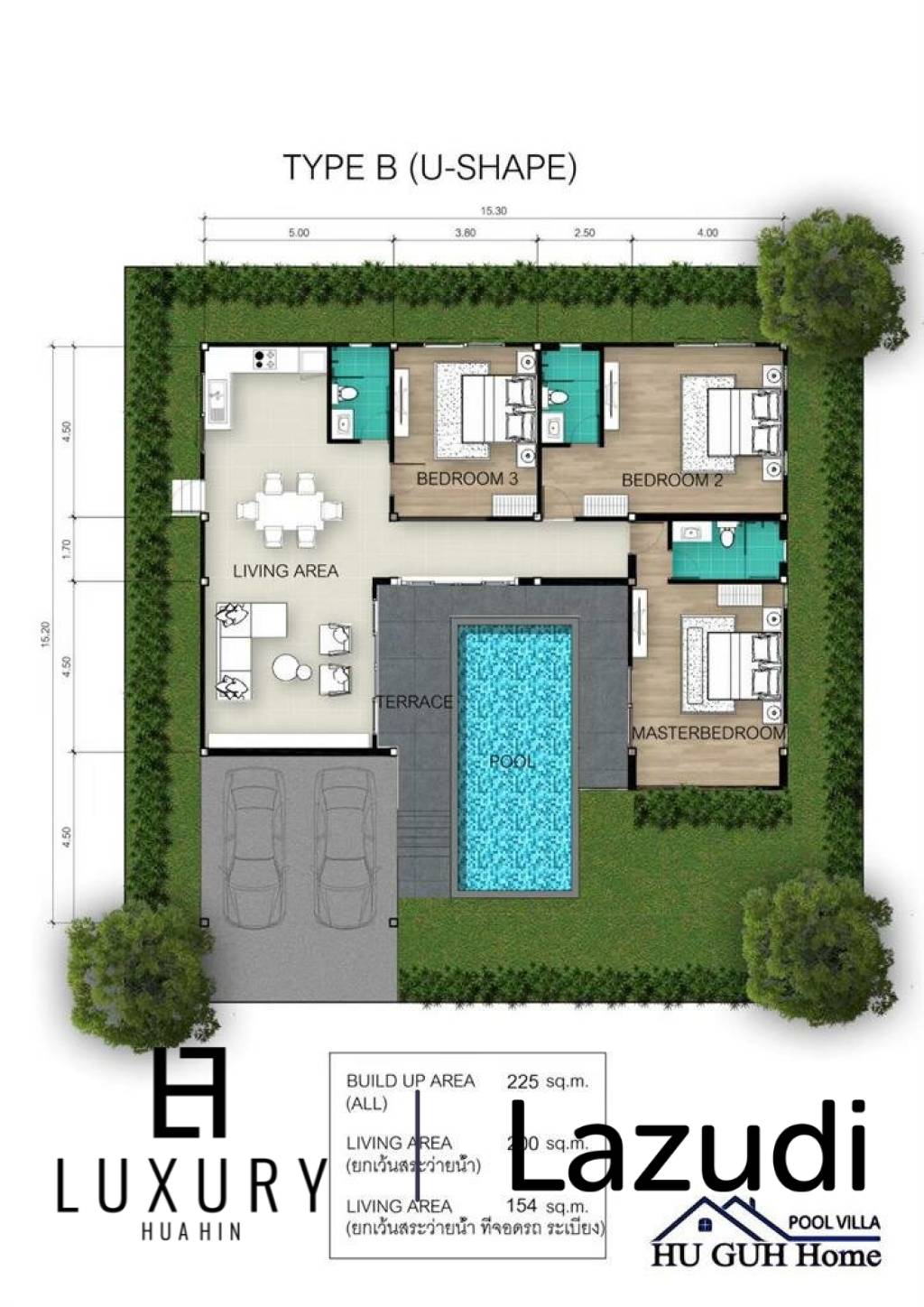 3 bed 225SQM Huguh Home Pool Villa Cha-Am