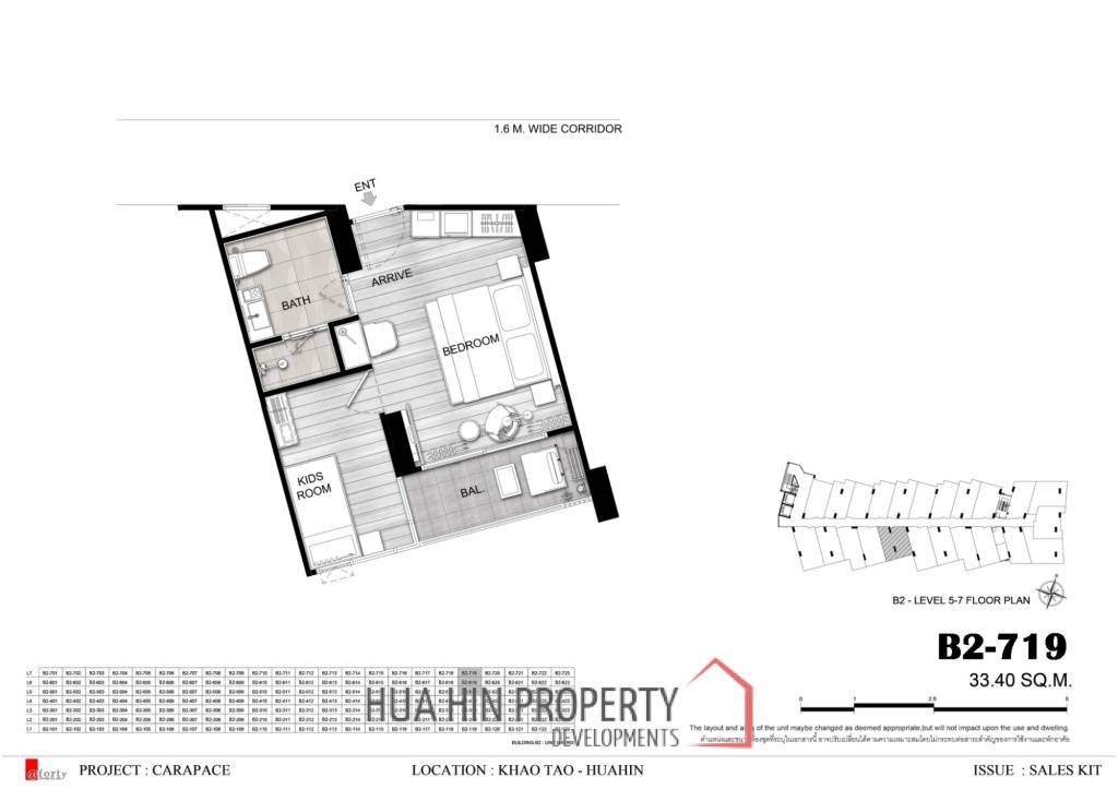 1 bed 33.40 SQM, CARAPACE Huahin-Khaotao