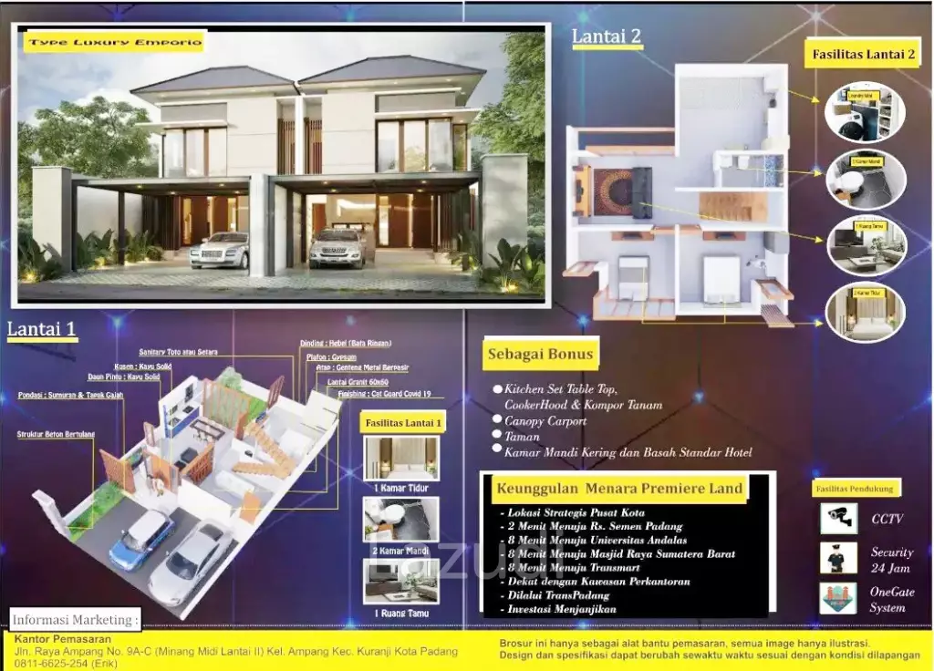 Jual Rumah Baru Dekat RS Semen Padang, Universitas Andalas, Kampus UPI YPTK, Masjid Raya Sumatera Barat