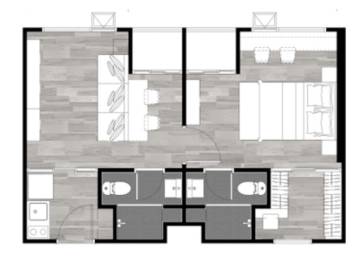 1 Bed 2 Bath 43.4 SQ.M The Origin E22 Station