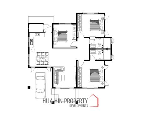 3 bed 2 Bath 128 SQ.M  Emerald Valley Hua Hin