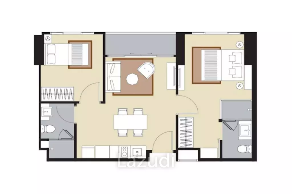 2 Bed 2 Bath 53.88 SQ.M Whizdom Avenue Ratchada - Ladprao