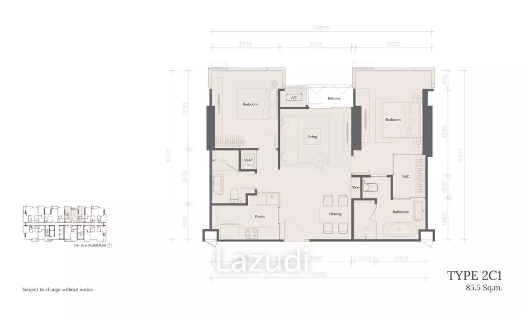 2 Bed 2 Bath 85.61 SQ.M The Bangkok Thonglor