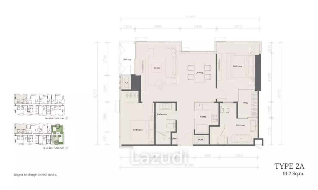 2 Bed 2 Bath 91.09 SQ.M The Bangkok Thonglor