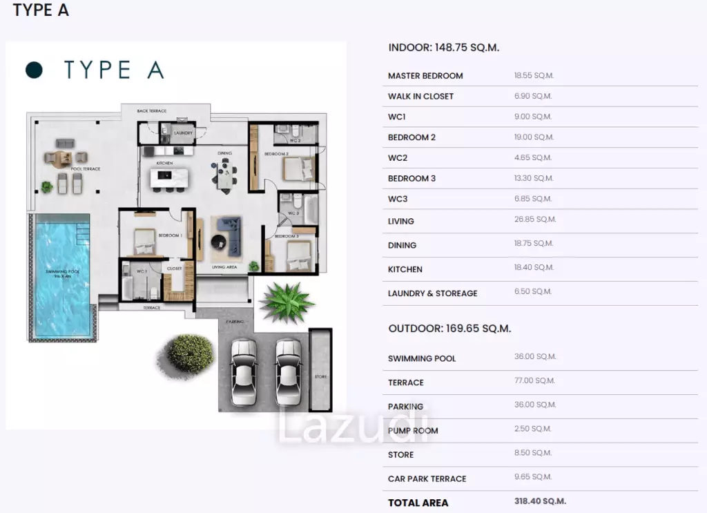 3 Bed 3 Bath 318.40 SQ.M Sivana Hills Hua Hin
