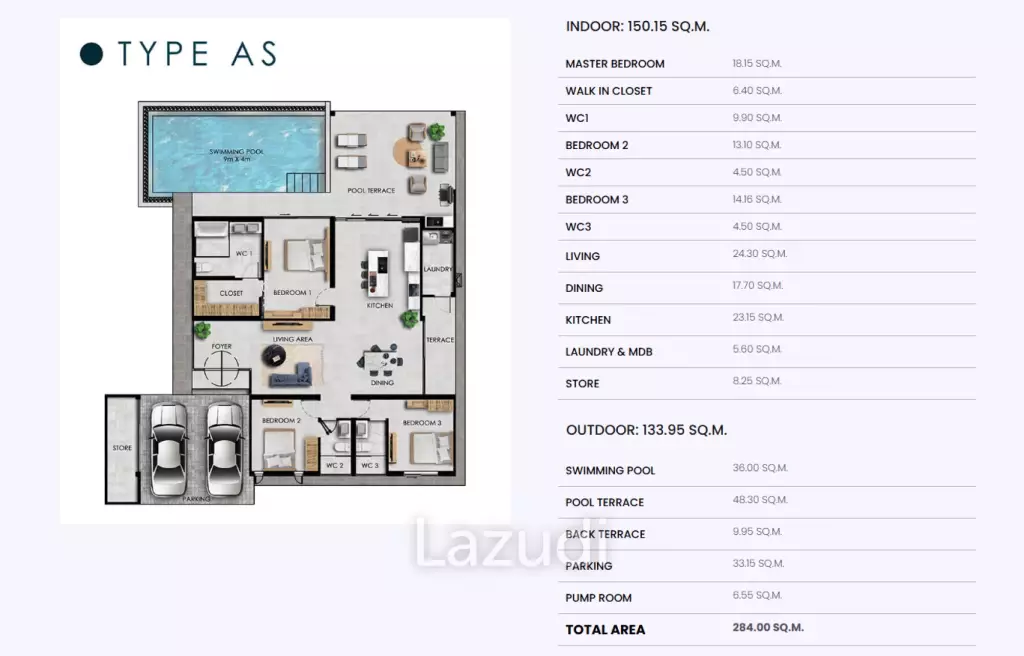 3 Bed 3 Bath  284 SQ.M  Sivana Hills Hua Hin
