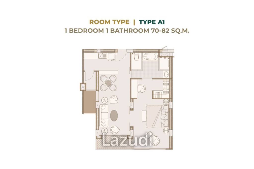 1 bed 1 Bath 82.29 SQ.M. The Private Residence Rajdamri