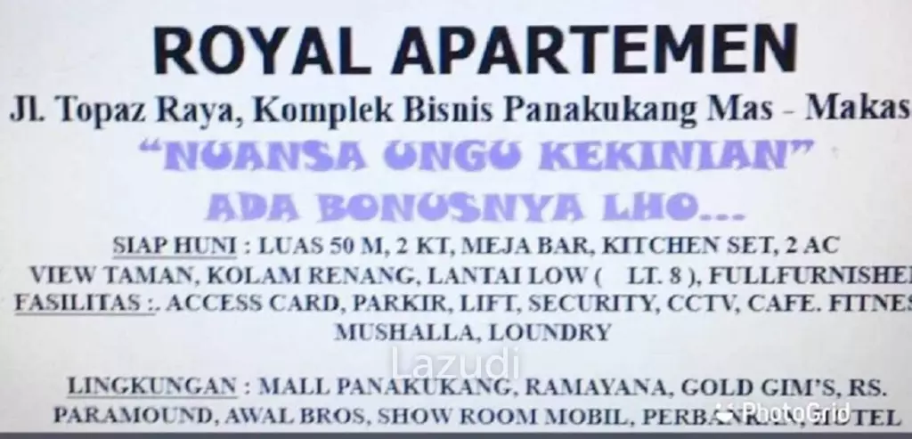Apartemen Dijual Dekat Mall Panakukang Makassar, Nipah Mall Makassar, Kampus UNM, Kampus UMI, RS Faisal Makassar