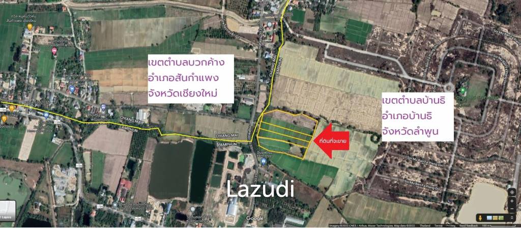 Land for sale in Sankampaeng (border of Buak Kang - Ban Thi)