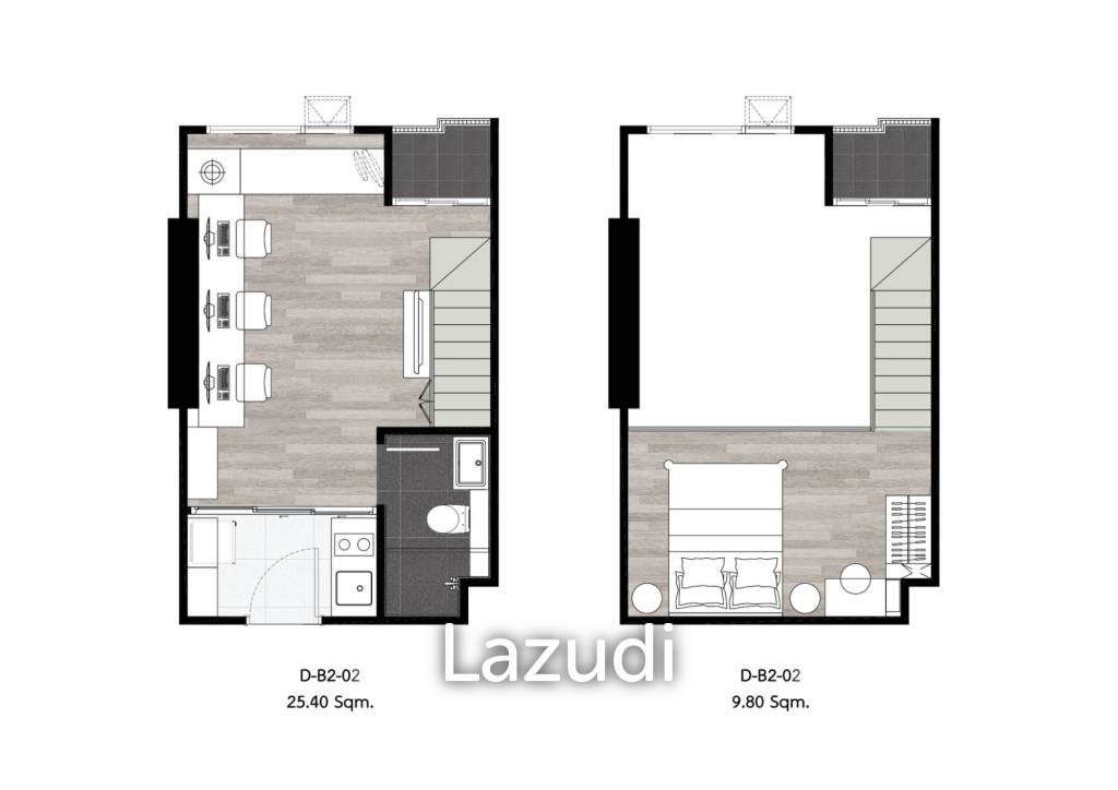 Loft 25.74 sqm Condo on 21st Floor in Bang Bamru Bangkok