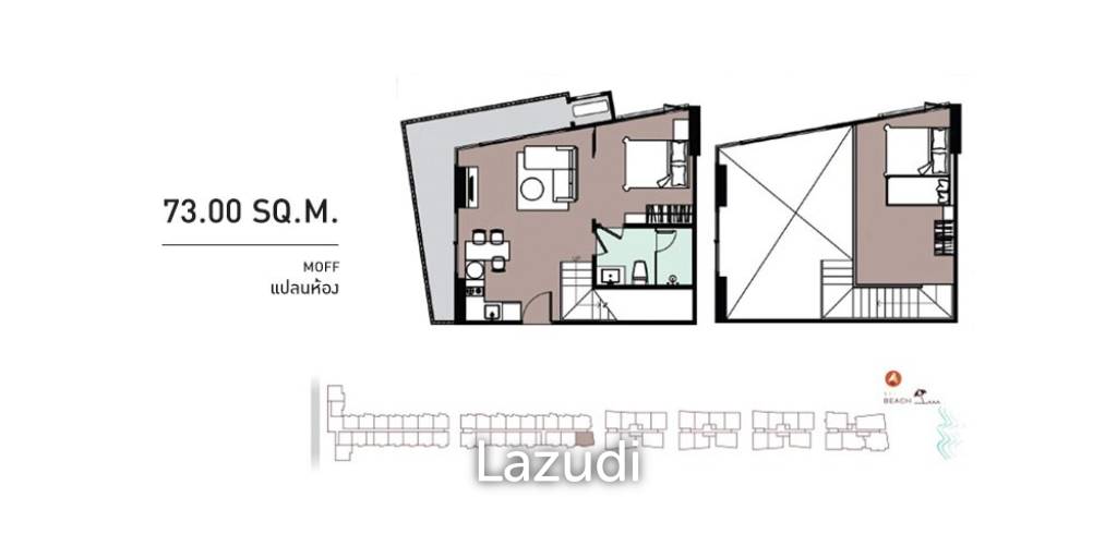 Duplex 1 ห้องนอน 55.43 ตร.ม เบลล่า คอสต้า หัวหิน