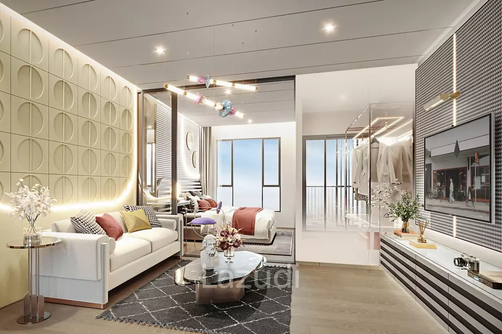 Modern 26.8 sqm Studio on 19th Floor at Aspire Sukhumvit-Rama 4, Phra Khanong