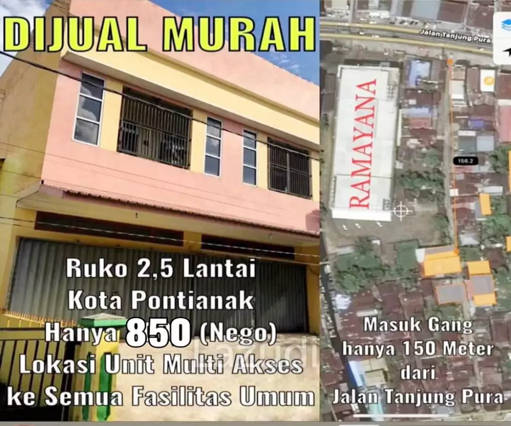 Ruko Dijual Di Kota Pontianak Dekat Ayani Megamall, Mall Matahari, RS St. Antonius Pontianak, Universitas Tanjungpura
