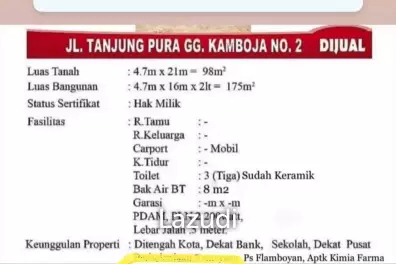 Ruko Dijual Di Kota Pontianak Dekat Ayani Megamall, Mall Matahari, RS St. Antonius Pontianak, Universitas Tanjungpura