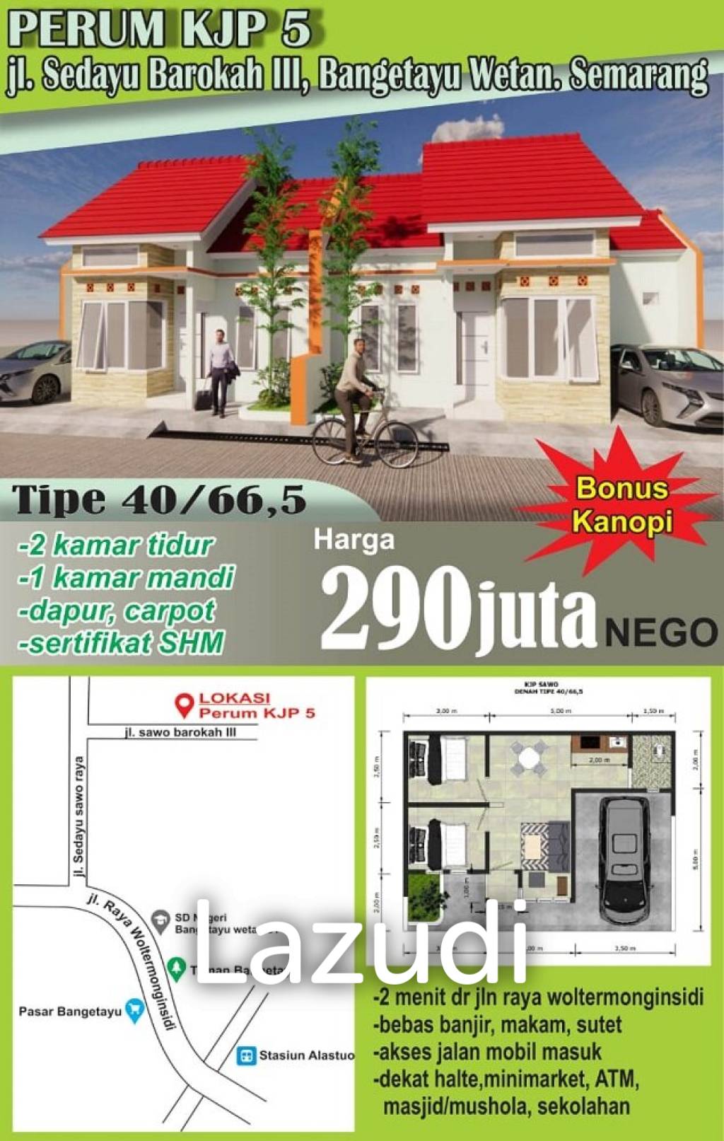 Rumah Dijual di Semarang Dekat Universitas Maritim, Universitas Semarang, Pasar Bangetayu, RS Bhayangkara Semarang