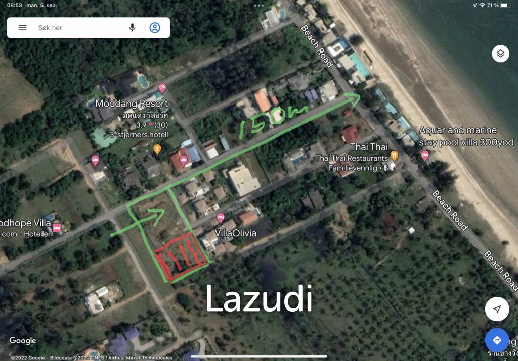 Land only 150m from sea, 1600 Sqm,  for sale!