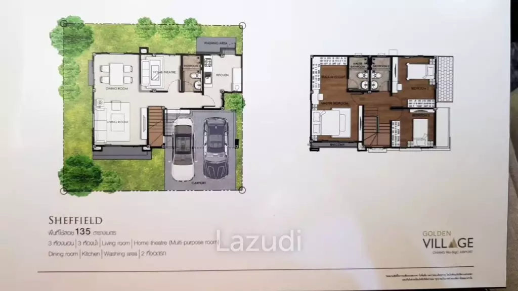 ขายบ้านเดียว 3-4ห้องนอน โครงการGolden village เชียงราย