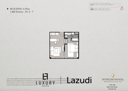 1 Bed 1 Bath 44.58 SQ.M Intercontinental Residences Hua Hin