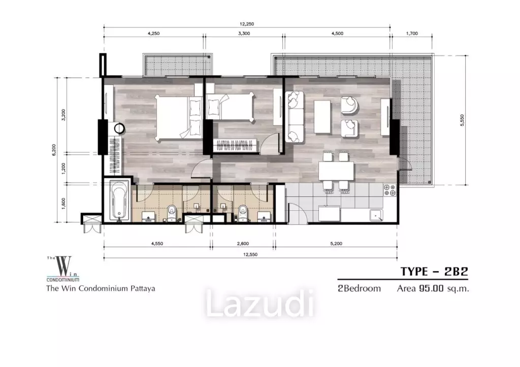2 Bed 2 Bath 90.77 SQ.M The Win Condominium