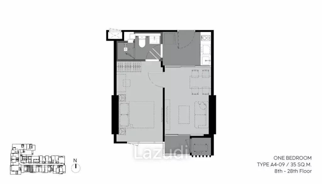 1 Bed 1 Bath 34.94 SQ.M. Rhythm Ekkamai Estate
