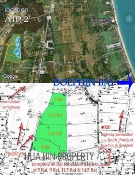 25 rai beautifully landscaped land by Dolphin Bay