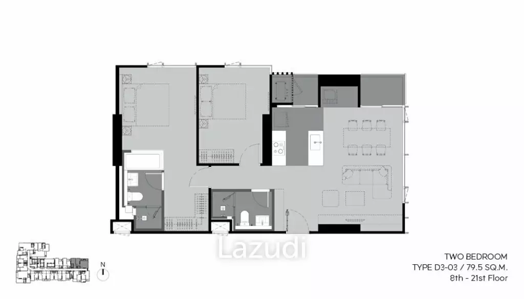 2 Beds2 Baths 79.91 SQ.M. Rhythm Ekkamai Estate