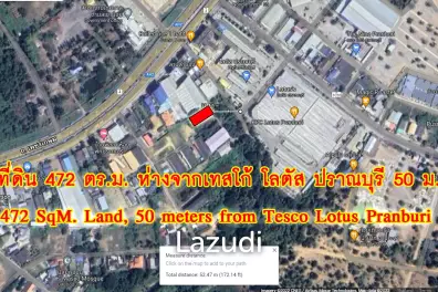 Land 472 SQ.M Close to Tesco Lotus Pran Buri