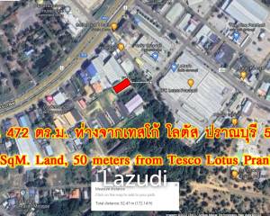 Land 472 SQ.M Close to Tesco Lotus Pran Buri