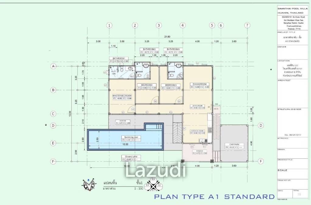 3 Bed 3 Bath Villa 183 SQ.M Baan Thai Pool Villa
