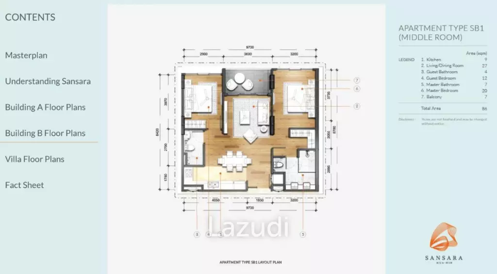 2 Bed 2 Bath 86 SQ.M Sansara Hua Hin
